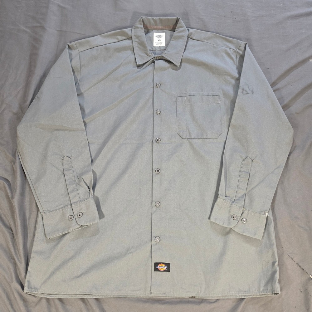 Dickies Mens WL561GA Gray Long Sleeve Button Up Work Shirt XL